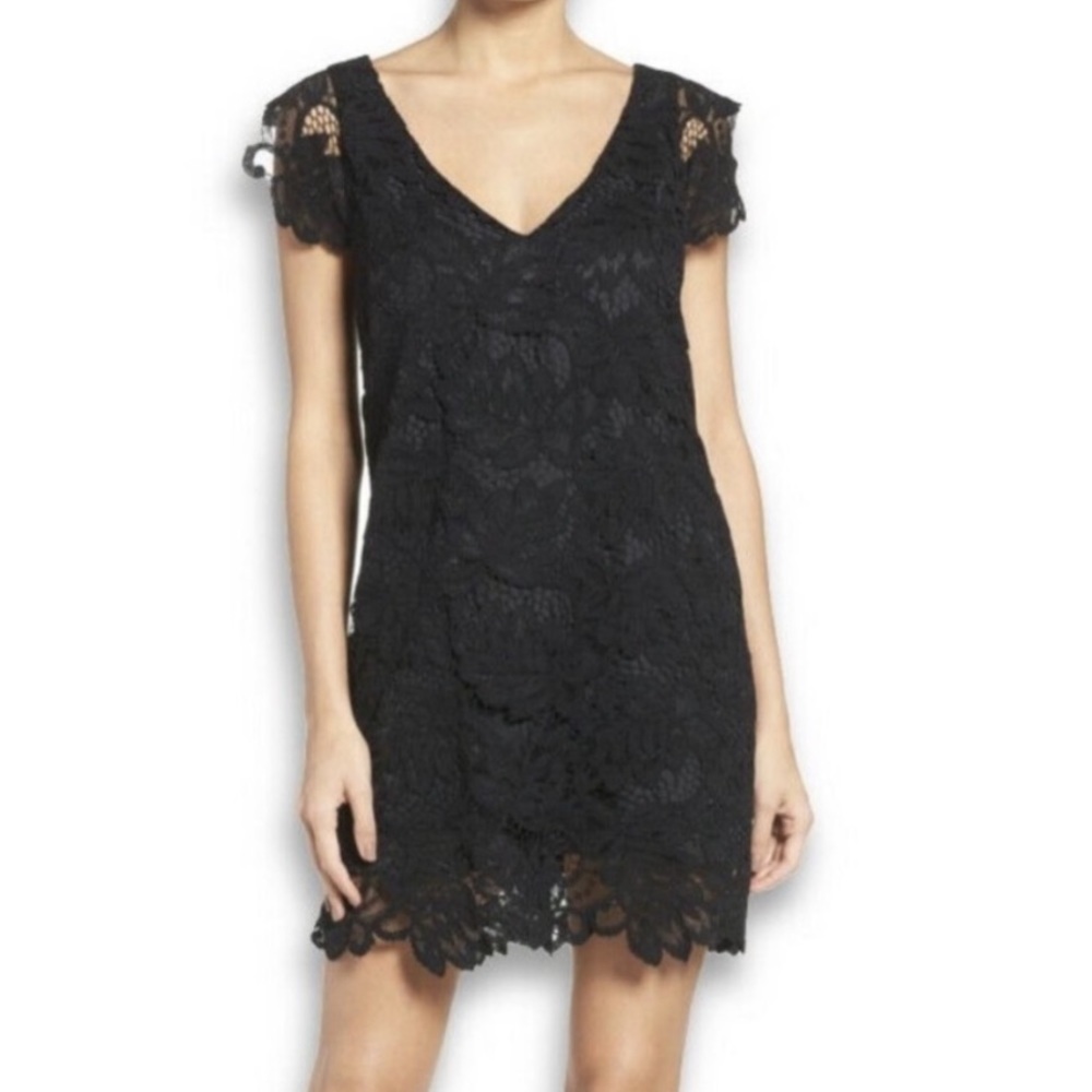 BB Dakota Black Jacqueline Lace Shift Dress